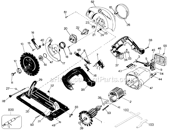 Page A Diagram and Parts List for 7391 Type 1 Black and Decker Circular Saw